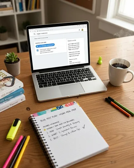 Editor at a desk drafting a long-form blog post, blog writing service at ebookwriting.co